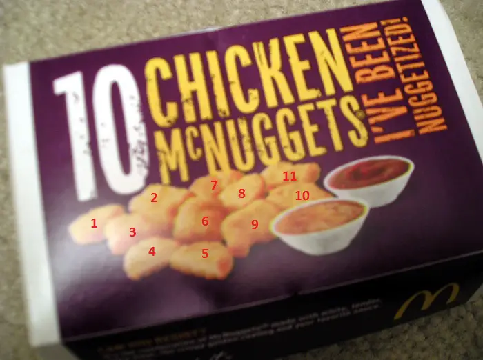 Mcdonalds 10 Piece Box Shows 11 nuggets